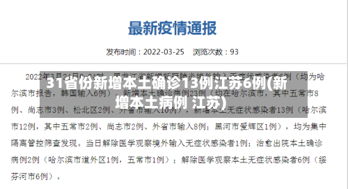 31省份新增本土确诊13例江苏6例(新增本土病例 江苏)-第3张图片