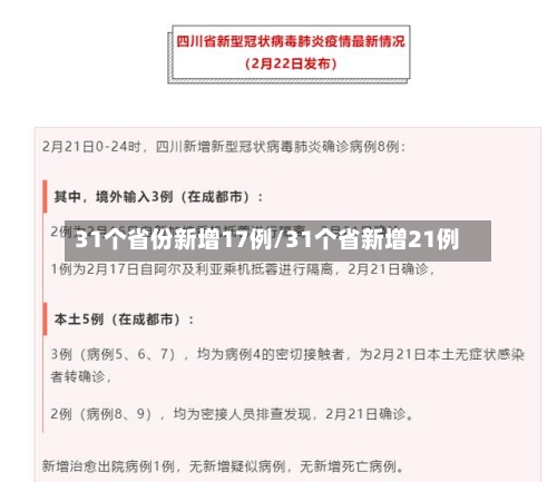 31个省份新增17例/31个省新增21例