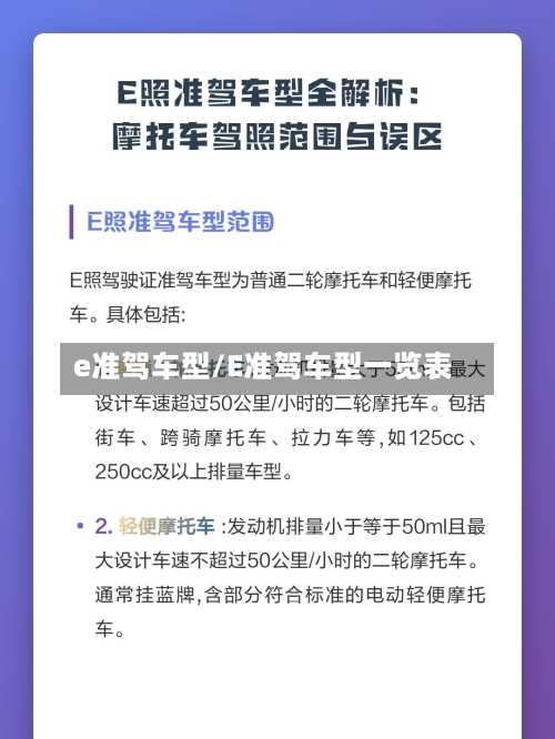 e准驾车型/E准驾车型一览表-第2张图片