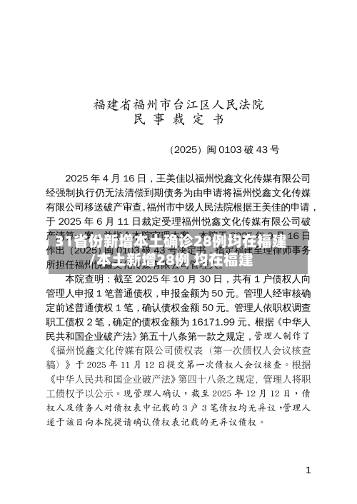 31省份新增本土确诊28例均在福建/本土新增28例 均在福建