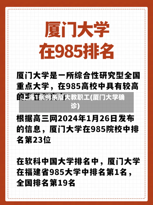 上海1病例系厦大教职工(厦门大学确诊)