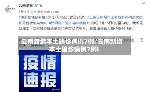 云南新增本土确诊病例7例/云南新增本土确诊病例7例l