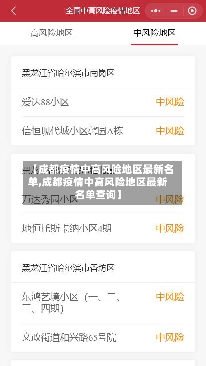 【成都疫情中高风险地区最新名单,成都疫情中高风险地区最新名单查询】