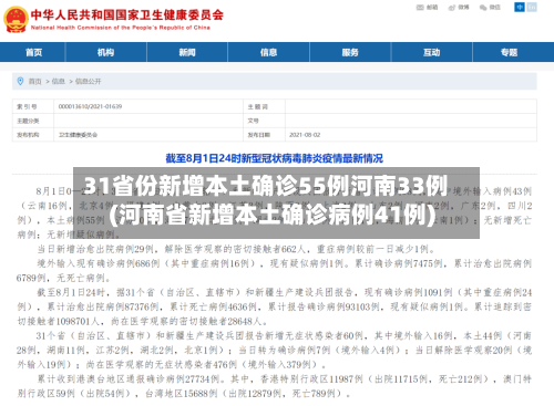 31省份新增本土确诊55例河南33例(河南省新增本土确诊病例41例)-第1张图片