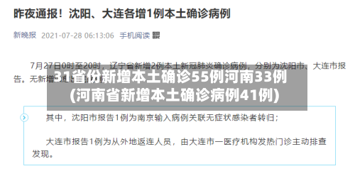 31省份新增本土确诊55例河南33例(河南省新增本土确诊病例41例)-第3张图片