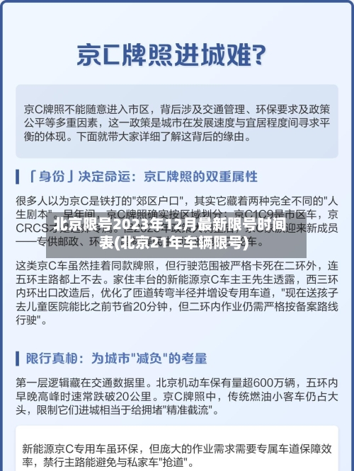 北京限号2023年12月最新限号时间表(北京21年车辆限号)