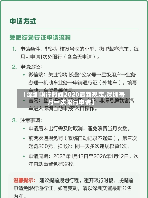【深圳限行时间2020最新规定,深圳每月一次限行申请】