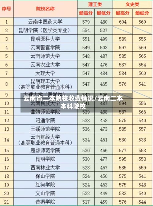云南省二本院校收费情况/云南二本本科院校-第1张图片