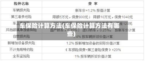 车保险计算方法(车保险计算方法有哪些)-第3张图片
