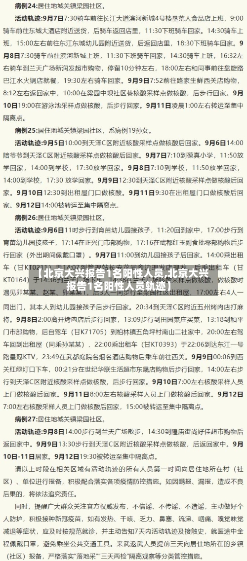 【北京大兴报告1名阳性人员,北京大兴报告1名阳性人员轨迹】