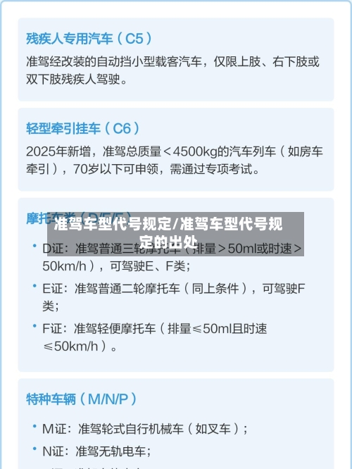 准驾车型代号规定/准驾车型代号规定的出处-第2张图片