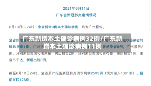 广东新增本土确诊病例32例/广东新增本土确诊病例11例
