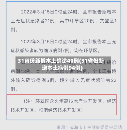 31省份新增本土确诊40例(31省份新增本土病例94例)-第3张图片