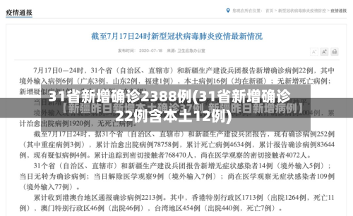 31省新增确诊2388例(31省新增确诊22例含本土12例)-第1张图片