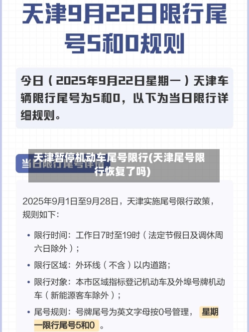 天津暂停机动车尾号限行(天津尾号限行恢复了吗)