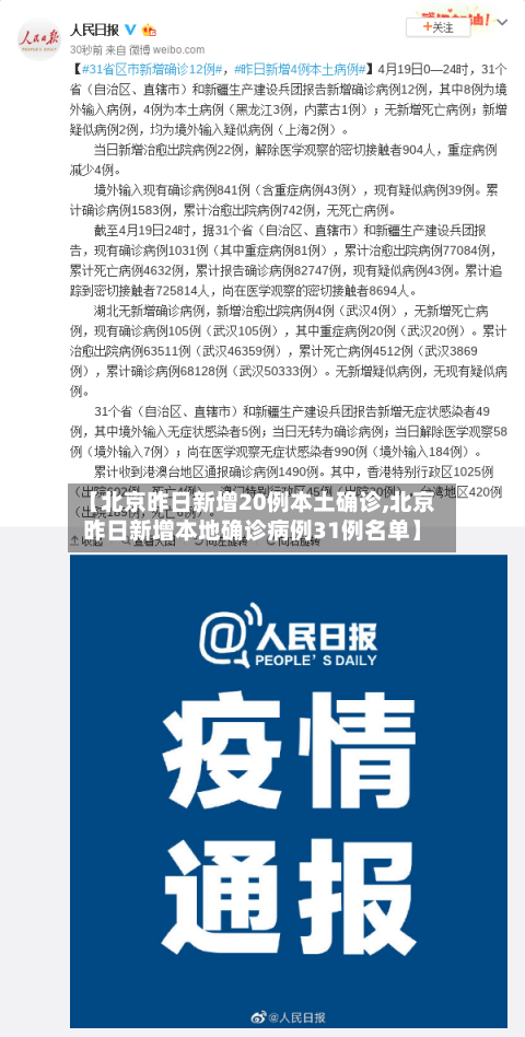 【北京昨日新增20例本土确诊,北京昨日新增本地确诊病例31例名单】-第1张图片