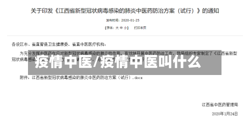 疫情中医/疫情中医叫什么-第1张图片
