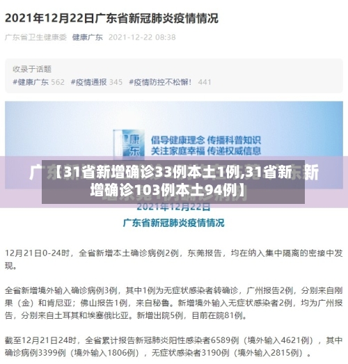 【31省新增确诊33例本土1例,31省新增确诊103例本土94例】