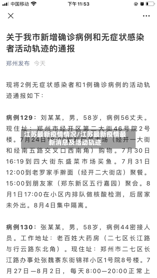 江苏最新疫情情况/江苏最新疫情最新消息及活动轨迹-第1张图片