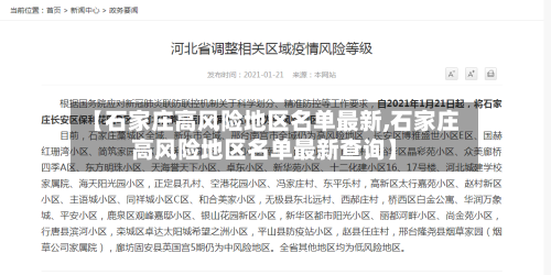 【石家庄高风险地区名单最新,石家庄高风险地区名单最新查询】