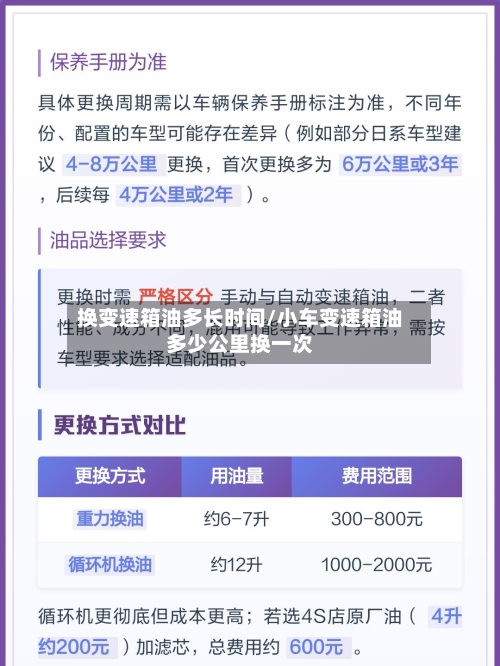 换变速箱油多长时间/小车变速箱油多少公里换一次-第1张图片