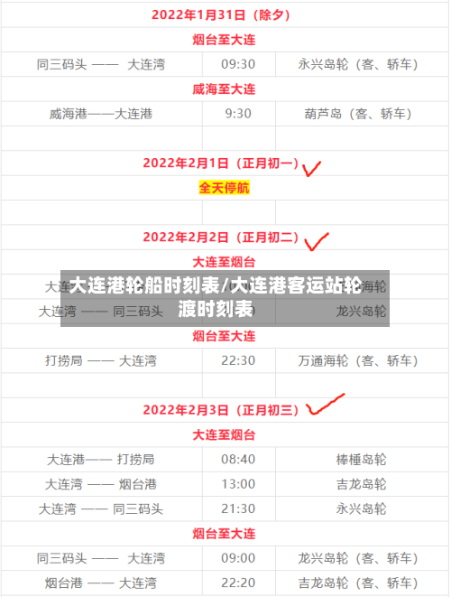 大连港轮船时刻表/大连港客运站轮渡时刻表-第3张图片