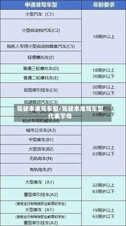 驾驶本准驾车型/驾驶本准驾车型代表字母-第2张图片