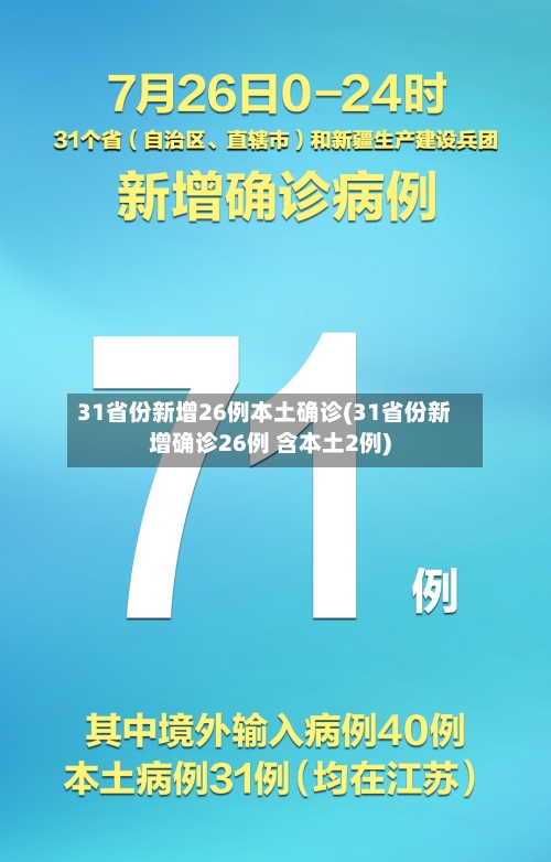 31省份新增26例本土确诊(31省份新增确诊26例 含本土2例)-第1张图片