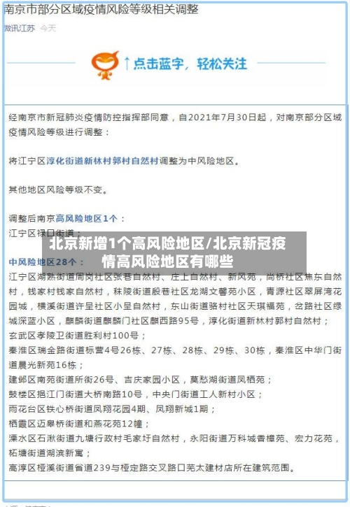 北京新增1个高风险地区/北京新冠疫情高风险地区有哪些-第1张图片