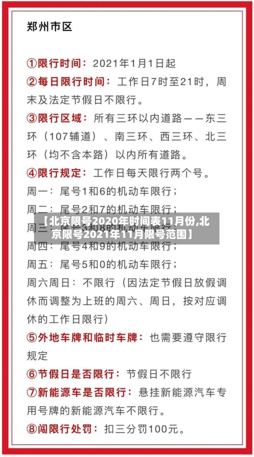 【北京限号2020年时间表11月份,北京限号2021年11月限号范围】-第1张图片