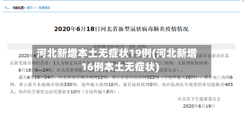 河北新增本土无症状19例(河北新增16例本土无症状)