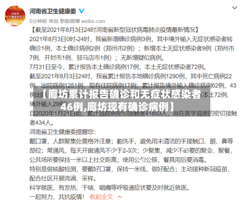 【廊坊累计报告确诊和无症状感染者46例,廊坊现有确诊病例】-第1张图片