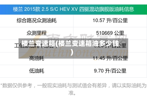 楼兰变速箱(楼兰变速箱油多少钱)
