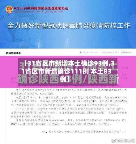 【31省区市新增本土确诊93例,31省区市新增确诊111例 本土83例】