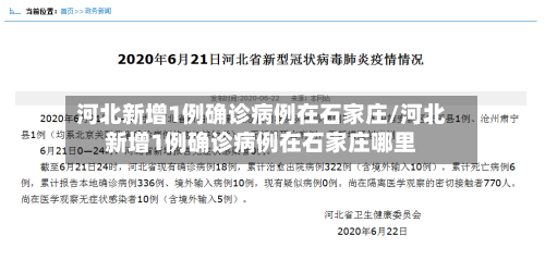 河北新增1例确诊病例在石家庄/河北新增1例确诊病例在石家庄哪里