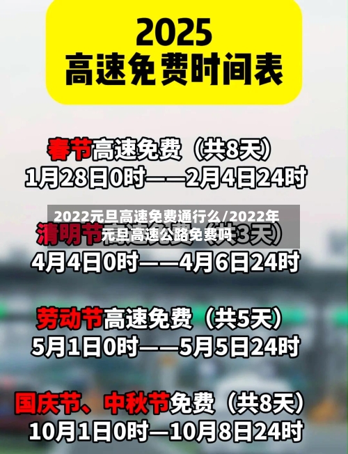 2022元旦高速免费通行么/2022年元旦高速公路免费吗
