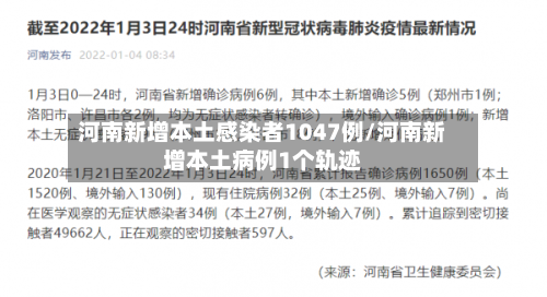 河南新增本土感染者1047例/河南新增本土病例1个轨迹