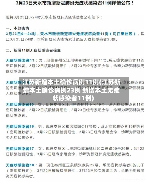 江苏新增本土确诊病例11例(江苏新增本土确诊病例23例 新增本土无症状感染者11例)