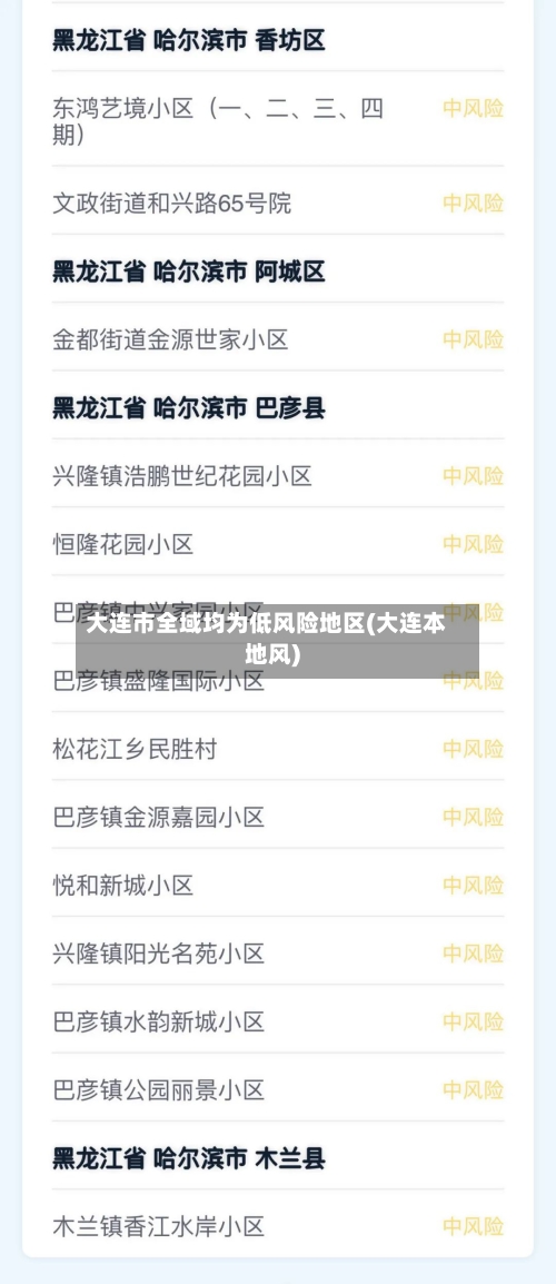 大连市全域均为低风险地区(大连本地风)