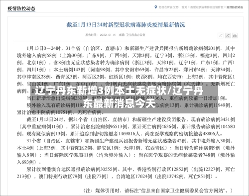 辽宁丹东新增3例本土无症状/辽宁丹东最新消息今天