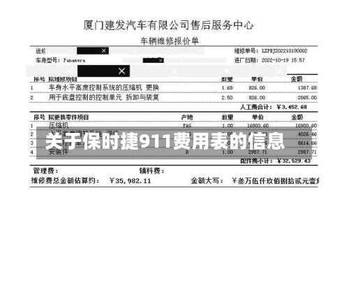 关于保时捷911费用表的信息-第3张图片