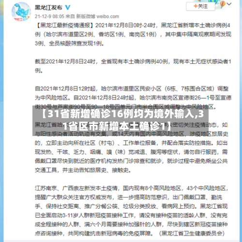 【31省新增确诊16例均为境外输入,31省区市新增本土确诊1】-第2张图片
