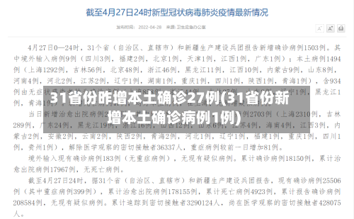 31省份昨增本土确诊27例(31省份新增本土确诊病例1例)-第2张图片