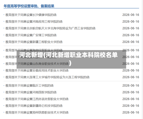 河北新增(河北新增职业本科院校名单)