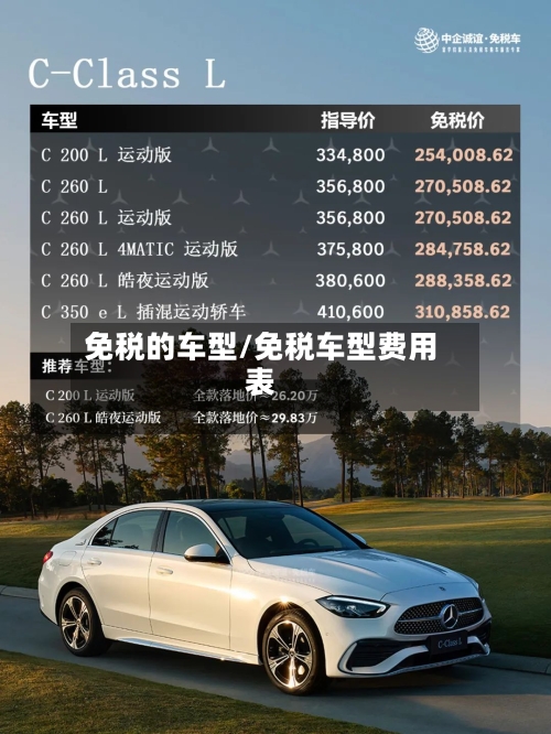 免税的车型/免税车型费用表-第3张图片