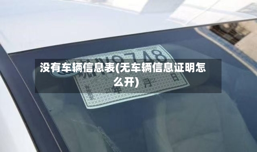 没有车辆信息表(无车辆信息证明怎么开)-第2张图片