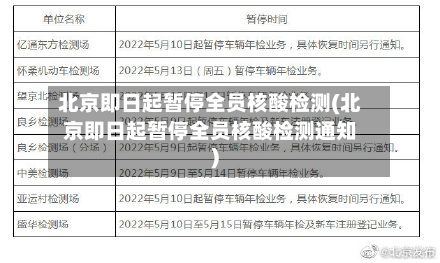 北京即日起暂停全员核酸检测(北京即日起暂停全员核酸检测通知)-第1张图片