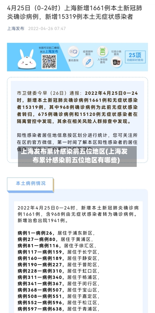 上海发布累计感染前五位地区(上海发布累计感染前五位地区有哪些)